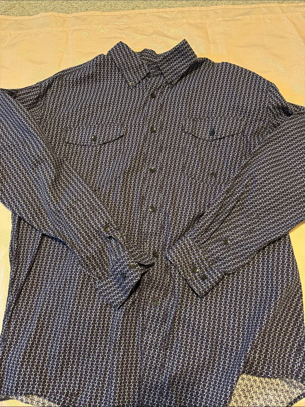 Roper Navy Geometric Print Button-Down Shirt